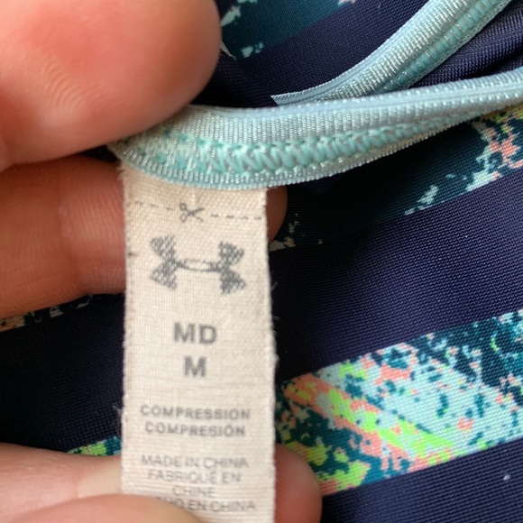 Under Armour Blue Striped Compression Sports Bra - Picture 7 of 7